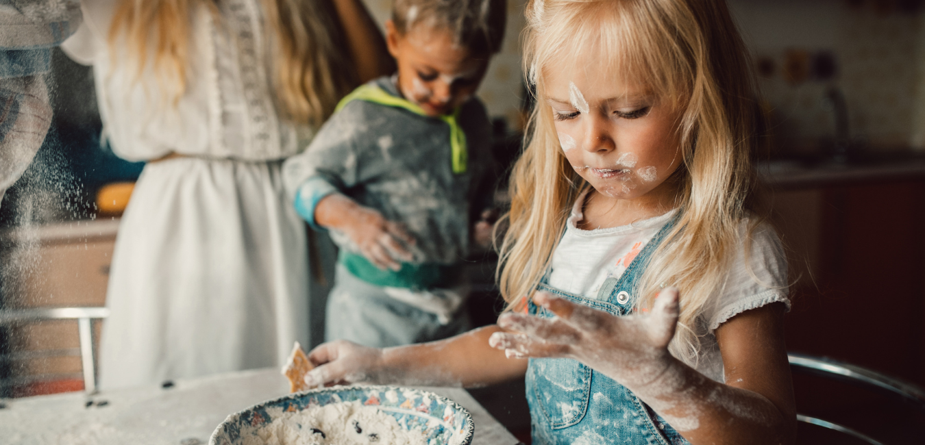 kids playing in the kitchen